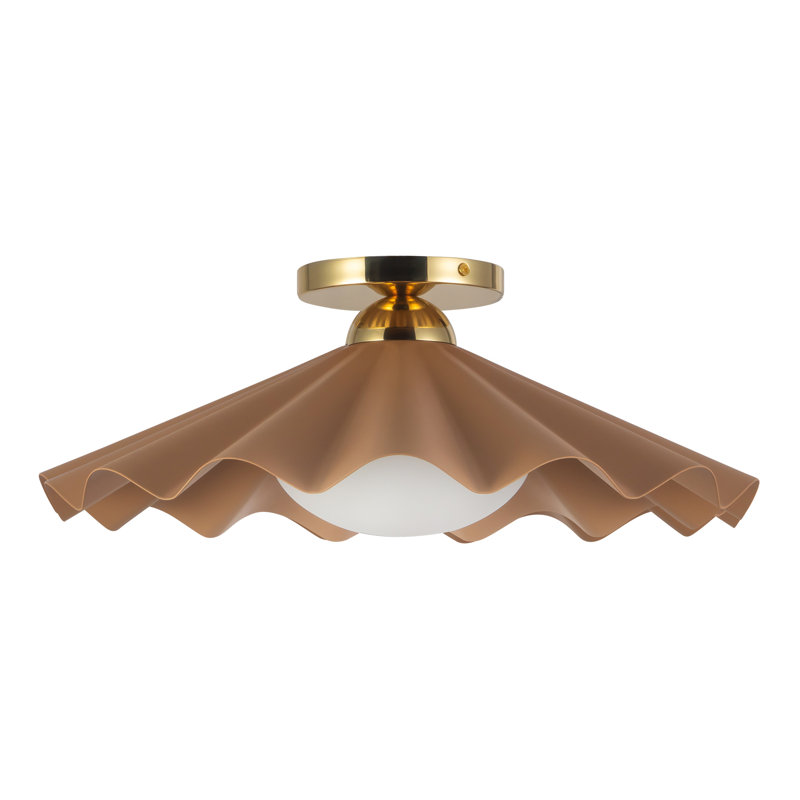 Furrow 16-in Red Semi-Flush Mount, 16-in, Pink