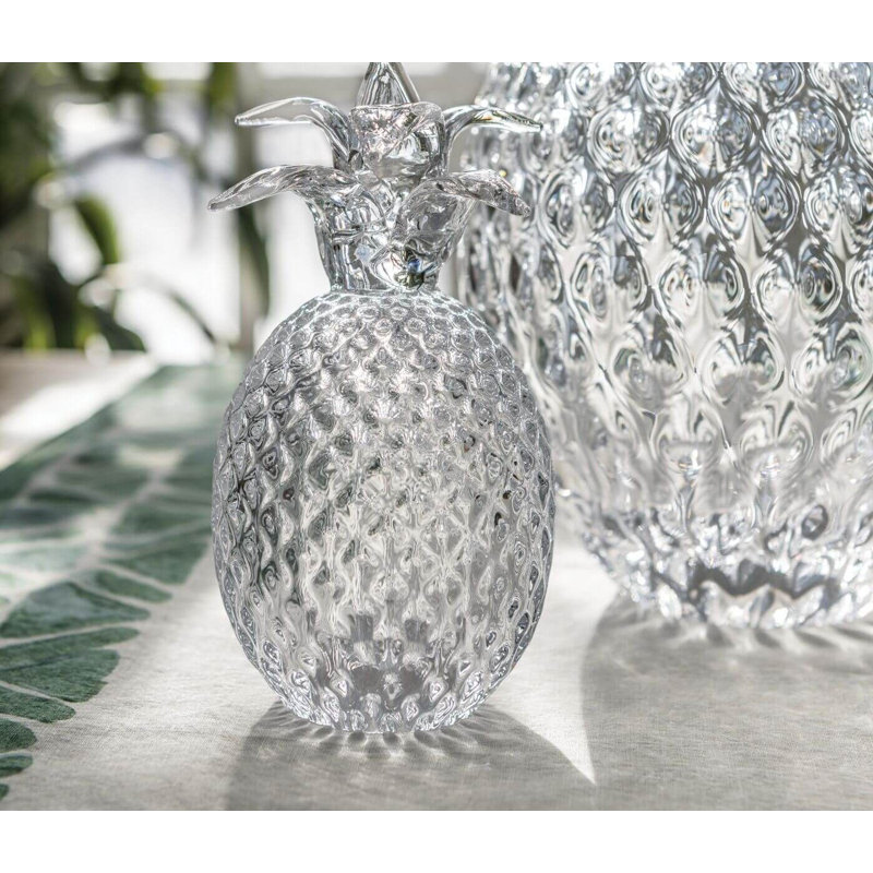 Handmade Glass Pineapple Figurine, 7.75" H x 4.25" W x 4.25" D