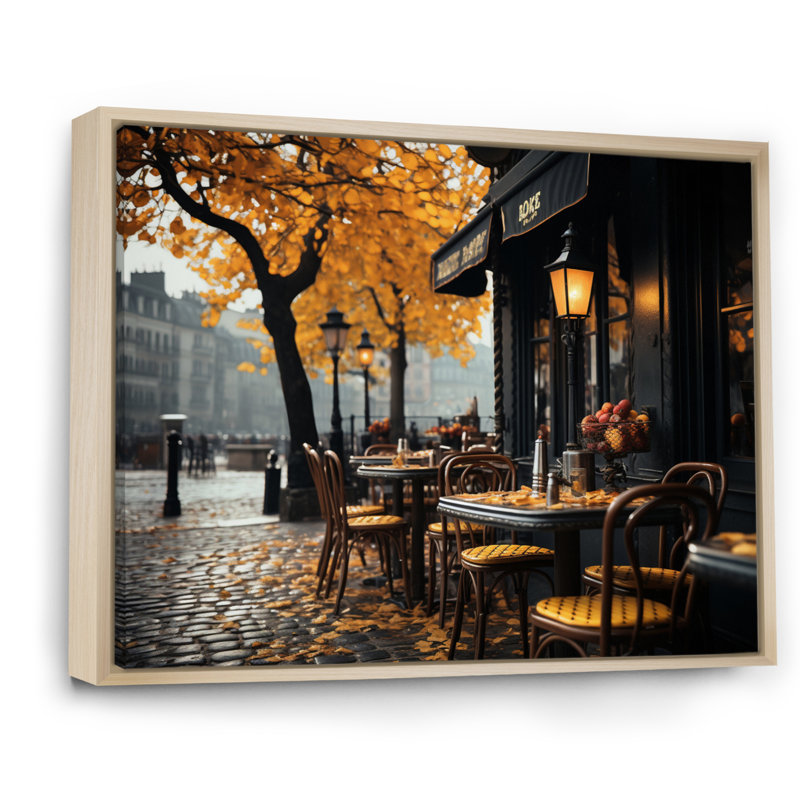 Décoration murale Maricarmen France Parisian Cafe III - France, H 16 po x l 32 po x P 1 po, Cadre naturel flottant