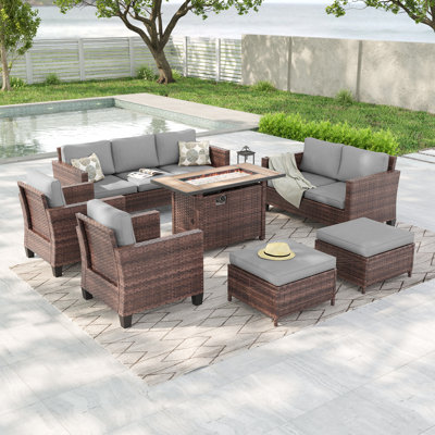 7-Pieces Patio Sofa Sets with 45