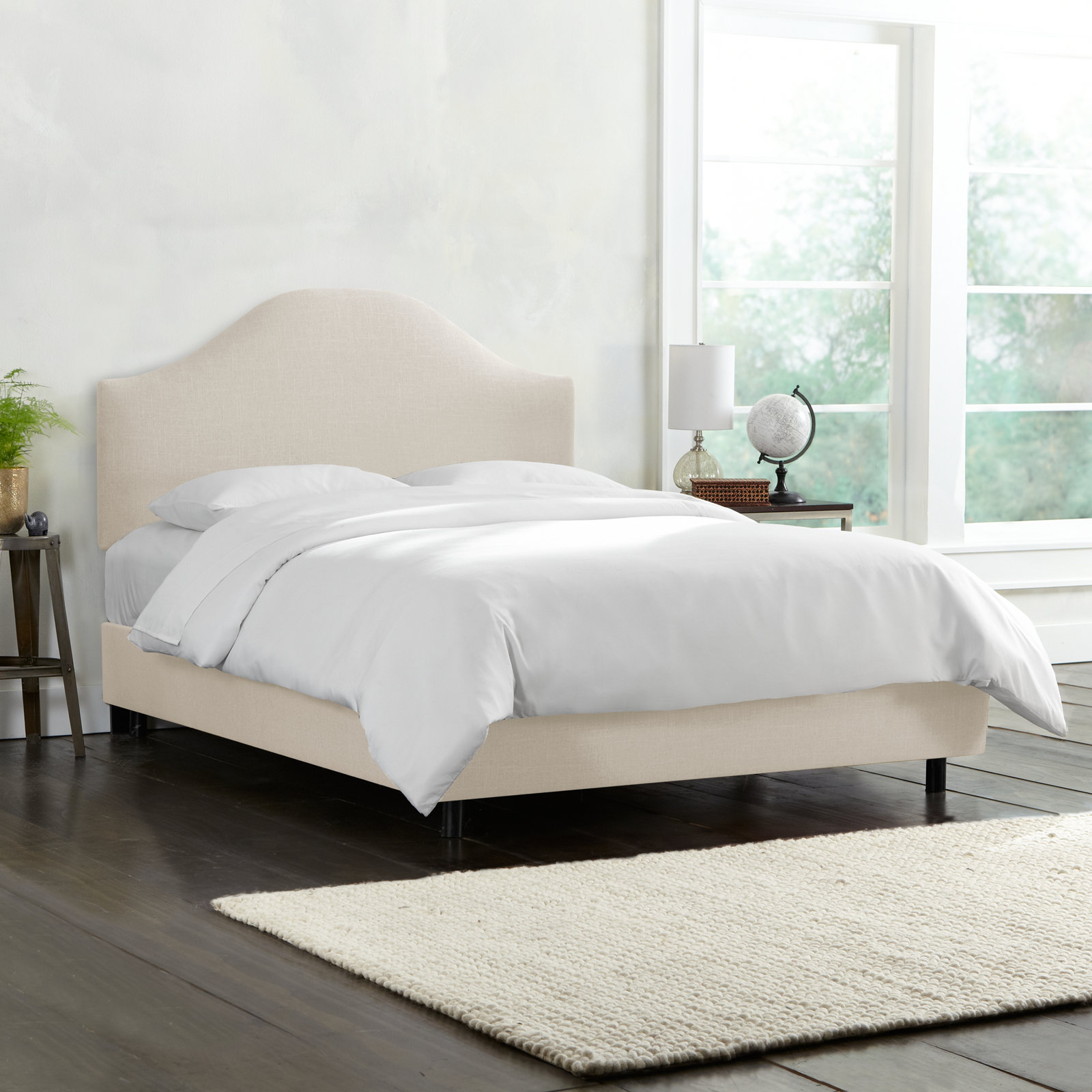 Morris Linen Upholstered Bed, Classic Talc Linen, Queen