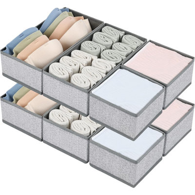 Rebrilliant 8-Pack Fabric Foldable Drawer Organizers For Clothes, Underwear, Socks - Blended