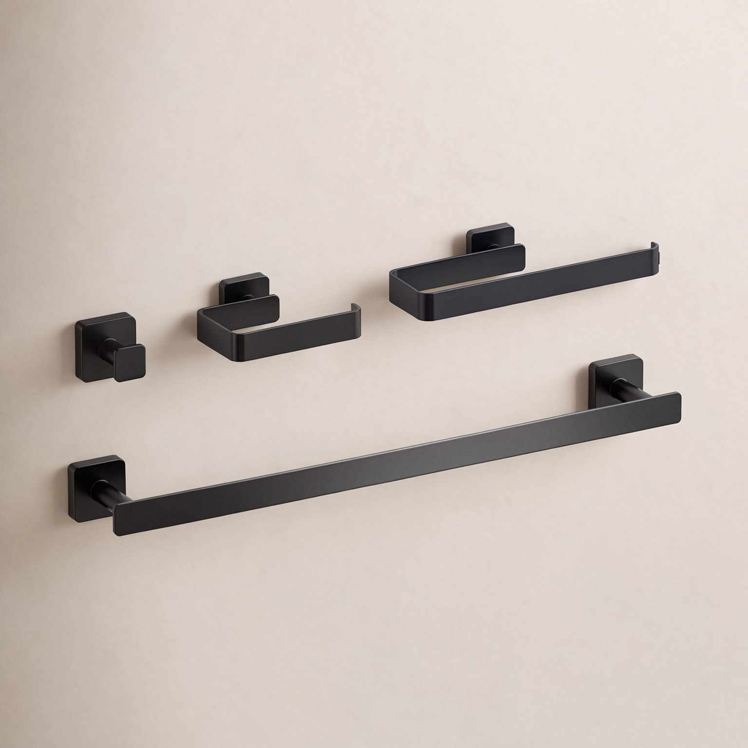 Blaze 4-Piece Bathroom Hardware Set, Matte Black