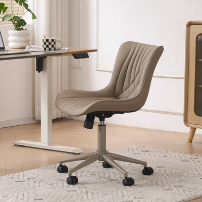 Brionni Upholstered Task Chair Swivel Executive Chair Faux Leather Home Office Chair with Wheels by Latitude Run