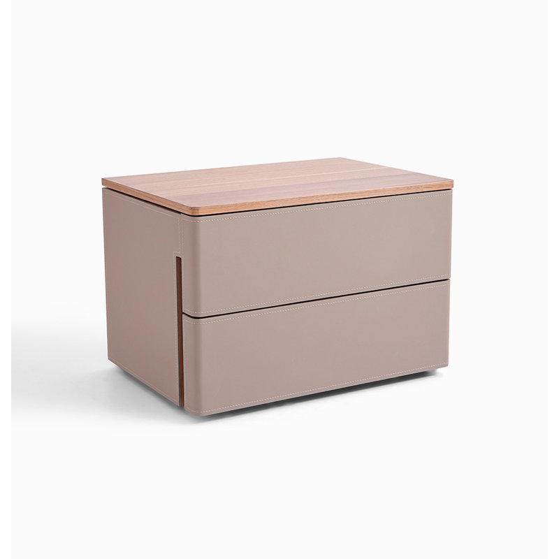 Modern Minimalist Saddle Leather Storage Bedside Table