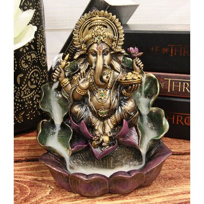 Pinconning Hindu Avatar Ganapati Lord Ganesha With 4 Hands Seated On Lotus Throne Backflow Cone Incense Burner Statue 6"" Tall Hinduism Vastu God Of Wi -  World Menagerie, A78036756BC74B2AAED5C9AC6DBCE928