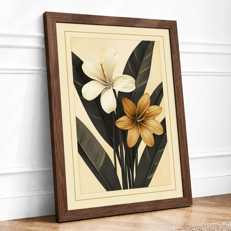 Two Studies Botanical - Framed Print, A4 - 29.7 x 21.0 cm, Walnut