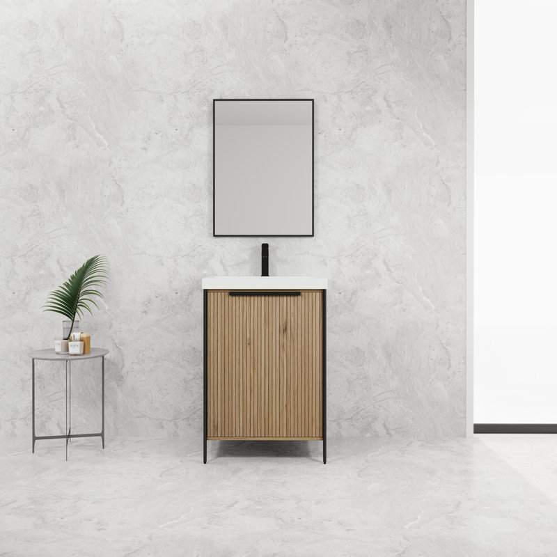 Meuble-lavabo autoportant avec lavabo en résine