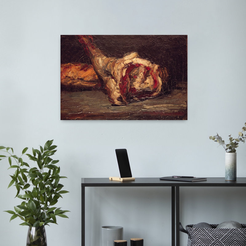 Still Life Of A Leg Of Mutton And Bread, 1865 Abstract Contemporary Wall Art Print by Paul Cezanne - Wrapped Canvas Print