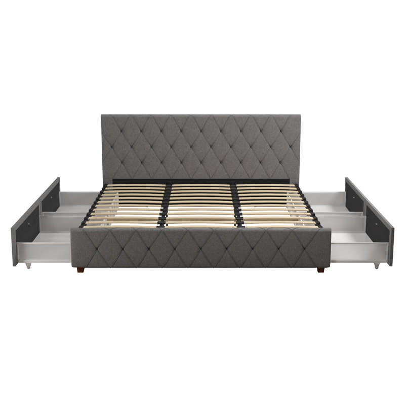 Upholstered Storage Bed, Kingsize (5'), Grey