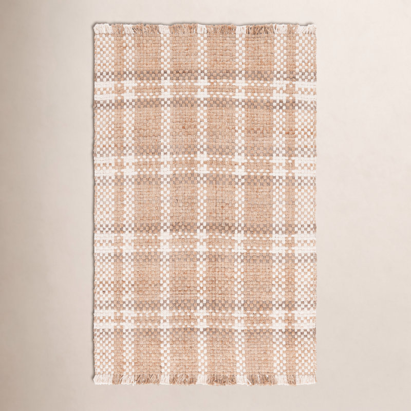 Emmy Natural Fiber Hand Woven Jute Pile Plaid Rug, Rectangle 6' x 9'
