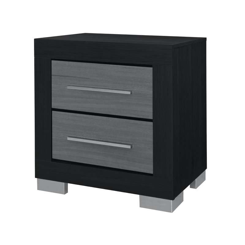 ELSA BLACK AND GREY NIGHTSTAND, Black