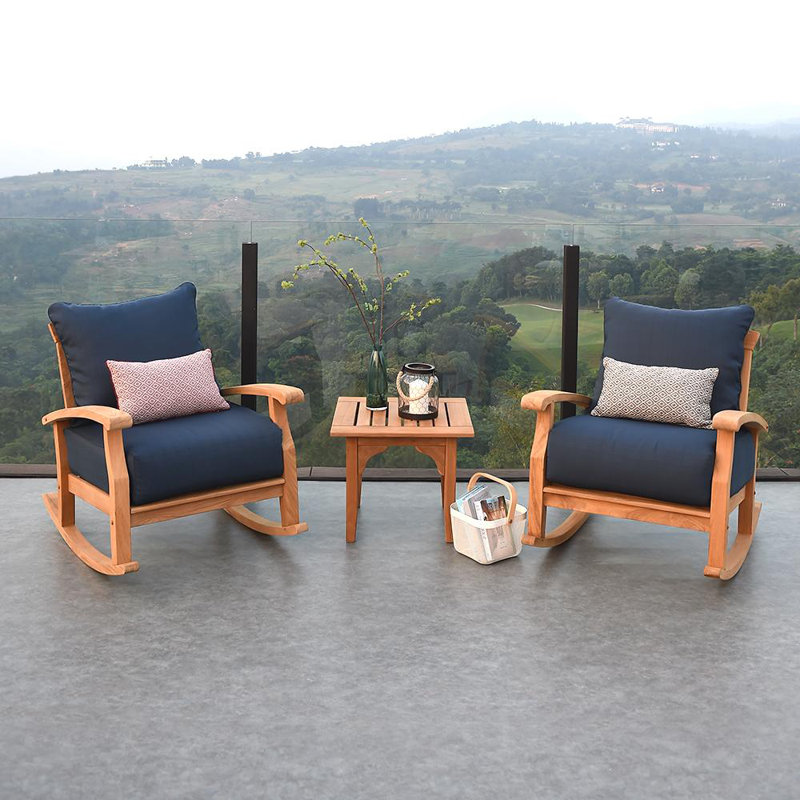 Ensemble de conversation avec coussins Summerton, Naturel / bleu marine