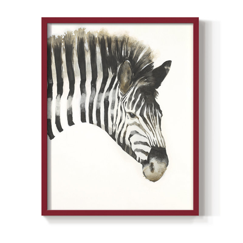 Reproduction encadrée à rayures zébrées - bois massif, Rouge, H 10 po x l 8 po