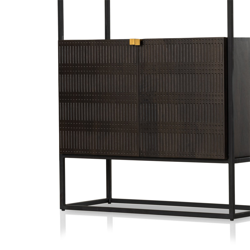 Kelby Bookcase - Carved Vintage Brown, Black