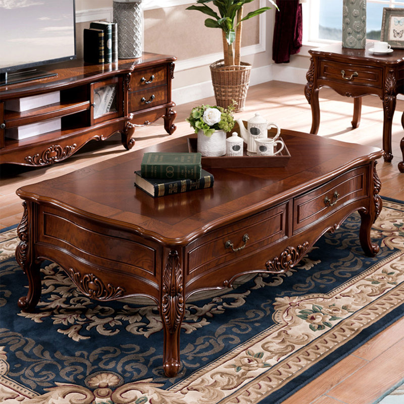 Table basse brune en bois massif brun, H 19,69 po x l 51,18 po x P 27,56 po