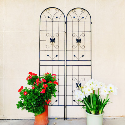 Paquet de 4 treillis de jardin en métal 86,7 "x 19,7" antirouille pour plantes grimpantes crème de soutien pour fleurs d'extérieur