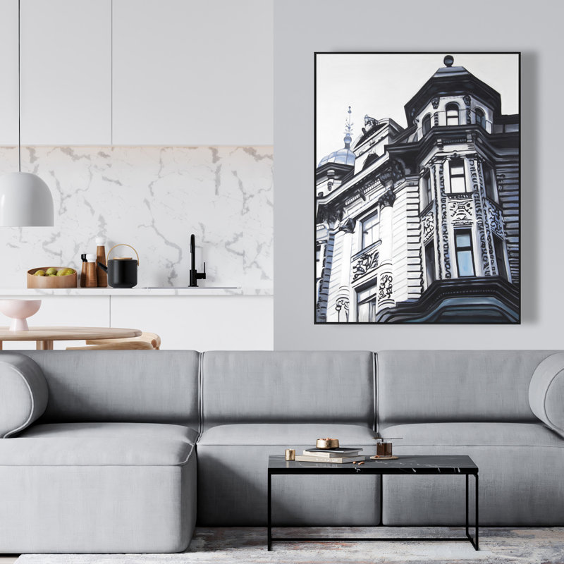 Art historique, toile encadrée monochrome noire