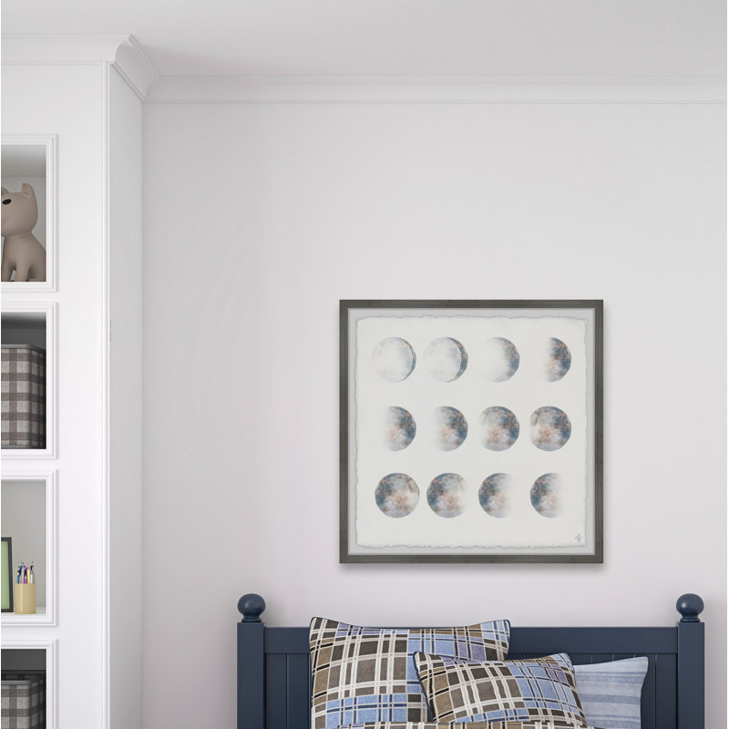 Thiesse, phase de lune, reproduction encadrée, H 32 po x l 32 po x P 1,5 po, Blanc