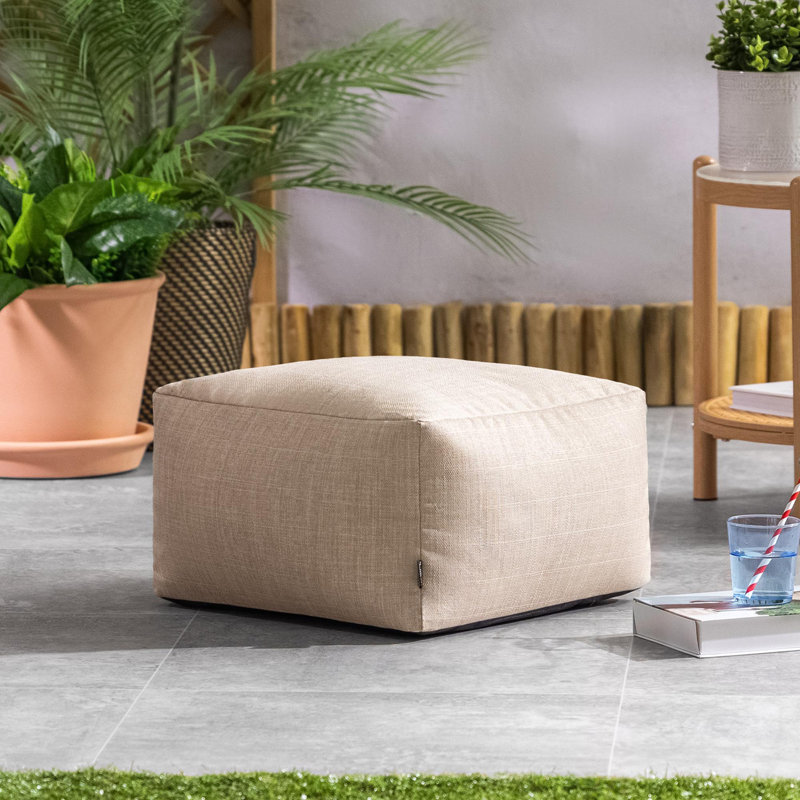 Upholstered Outdoor Ottoman, Natural