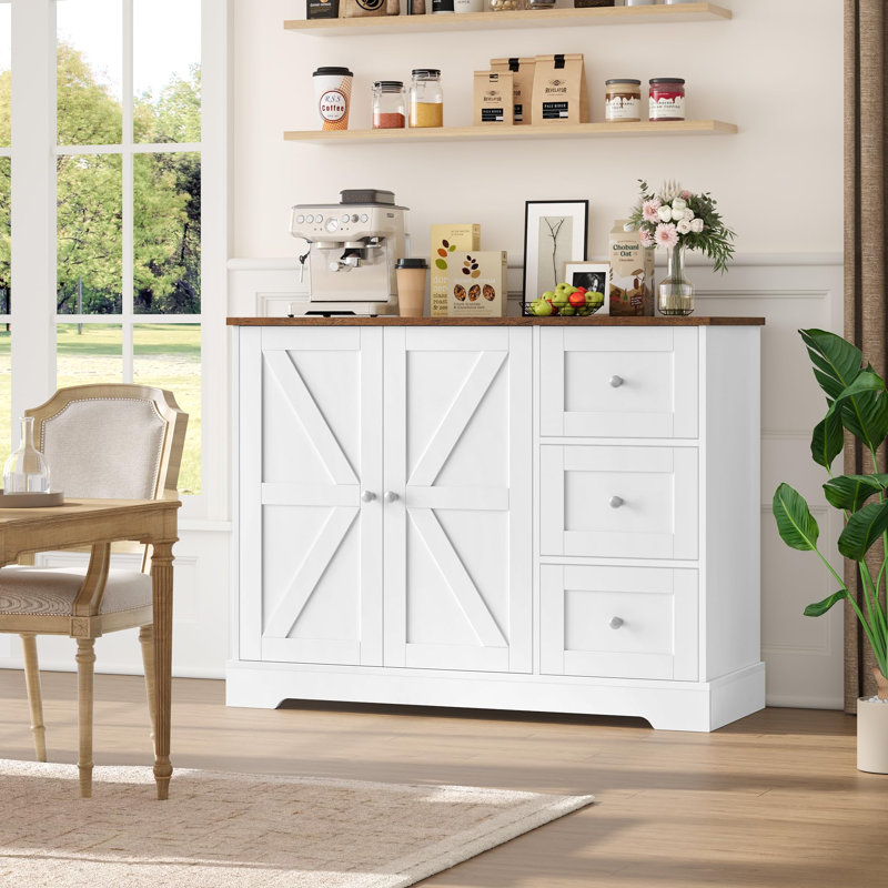 MDF 2 - Door Rectangle Accent Cabinet, White/Brown