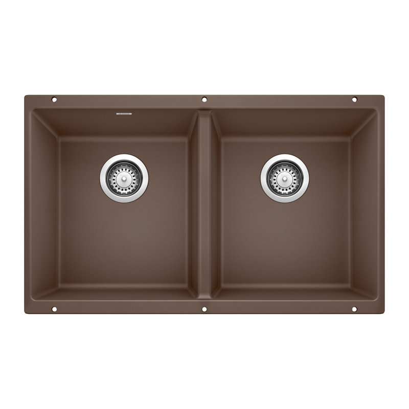 Precis Silgranit 29" 50/50 Double Bowl Undermount Kitchen Sink - Café, Café Brown