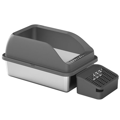 ® “Open-Top” Modern Mess-Reducing Stainless Steel Cat Litter Box