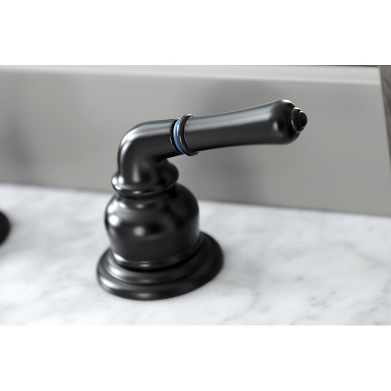 Kingston Brass Magellan Two-Handle 3-Hole Deck Mount Widespread Bathroom Faucet with Retail Pop-Up Drain, Matte Black