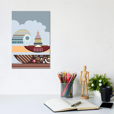 Capitol Building Stylized - Wrapped Canvas Print