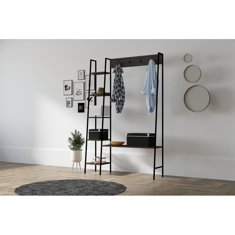 Support de couloir moderne, couleur anthracite, 47,2 po x 70,9 po x 11,8 po | 100% panneau de particules enduit de mélamine, épaisseur: 0,7 pouce | Solution de rangement élégante et fonctionnelle pour le vestibule ou le couloir, design industriel