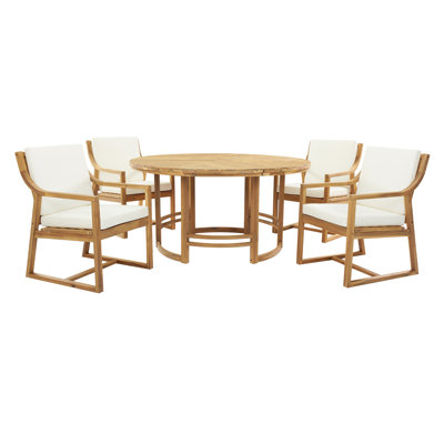 Ensemble de salle à manger d'extérieur 5 pièces Ensemble de table et chaises de patio avec trou pour parasol