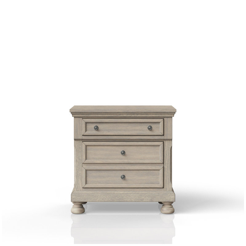 Table de chevet deux tiroirs gris antique