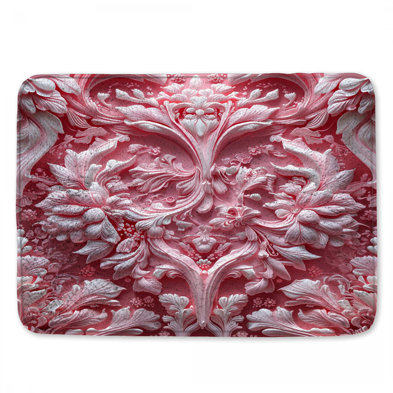 Tapis de bain à motif floral complexe, 24in W x 17in L