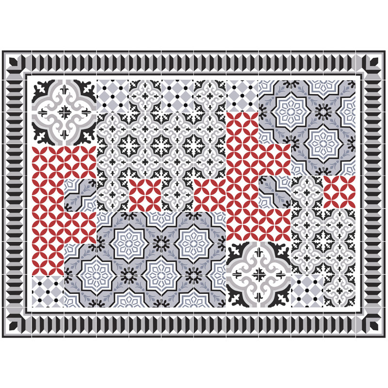 Aaheli Vinyl Machine Printed Area Rug, Rectangle 4'4.4" x 6'6.7"