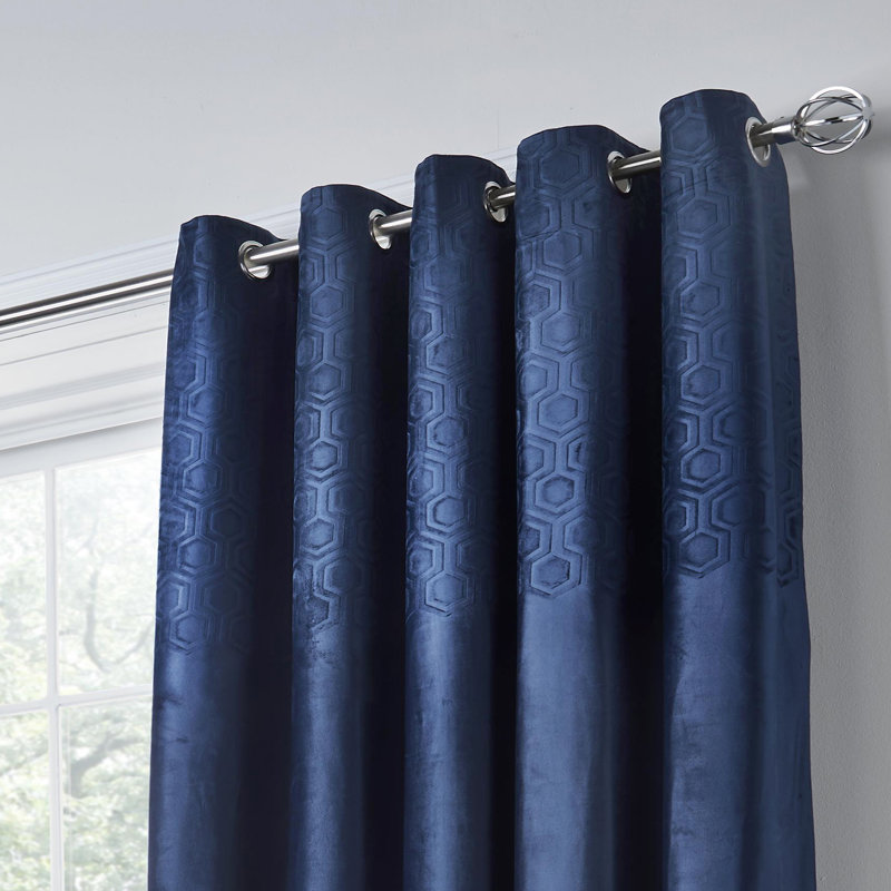 Jasper Room Darkening French Door Curtain Pair, Navy, 229 x 183 cm