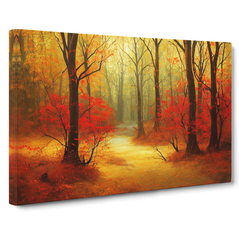 Shining Autumn Forest - Wrapped Canvas, 35cm H x 50cm W x 3cm D