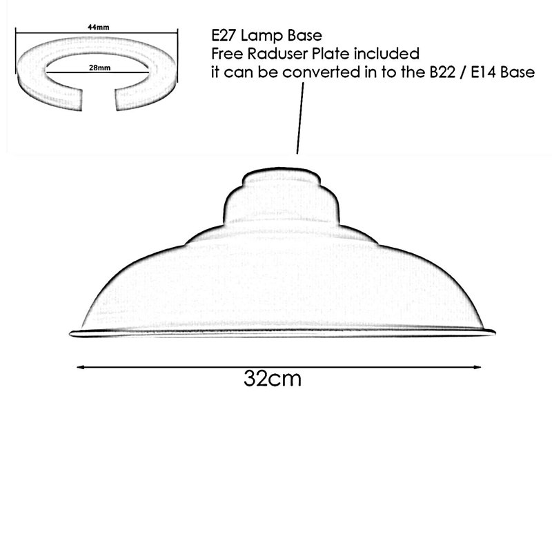 34.29cm H Metal Bowl Lamp Shade ( Screw On ) in Yellow