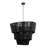 8 - Light 30"W Matte Black Modern 3 Tiered Drum Chandelier with Hand-Woven Rattan Shade for Dining Room or Living Room-2134161189