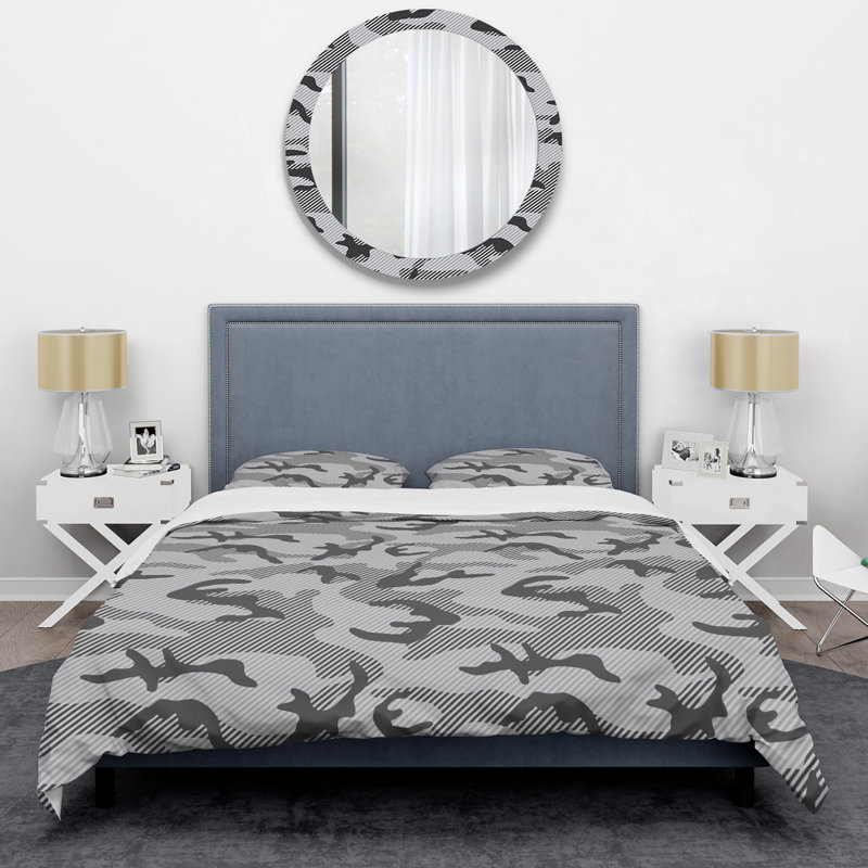 Camouflage gris tendance - ensemble de housse de couette abstrait - microfibre de polyester
