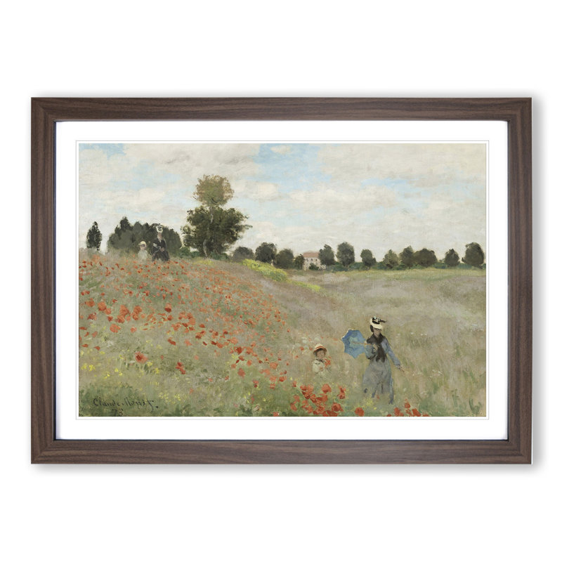 Poppy Field Vol.1 by Claude Monet - Framed Print, 36cm H x 48cm W x 2cm D, Walnut Framed