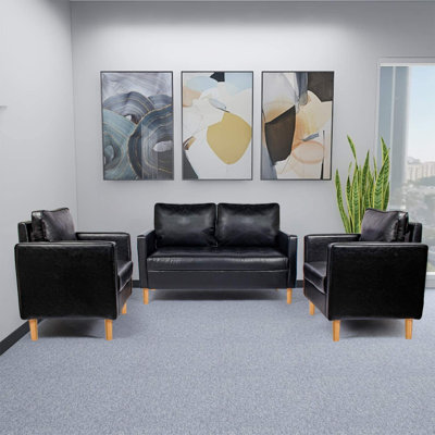 Brylor 3 Piece Faux Leather Living Room Set by Ebern Designs