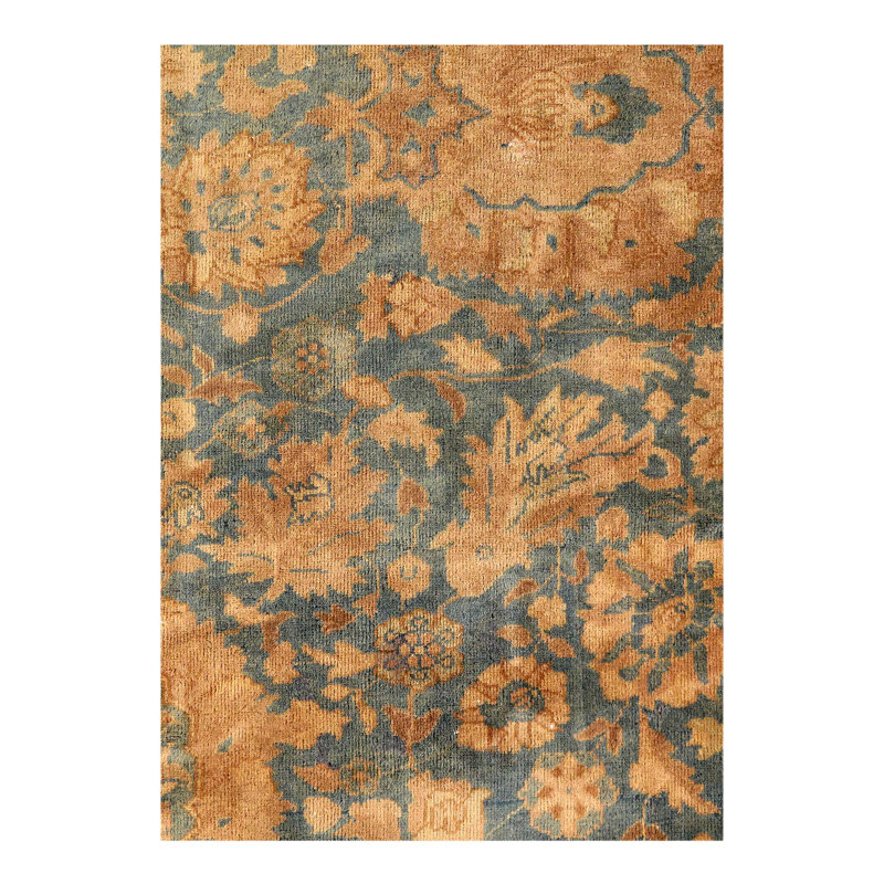 Tapis gris en laine de conception unique 19 pi 1 po x 11 pi 11 po années 1900