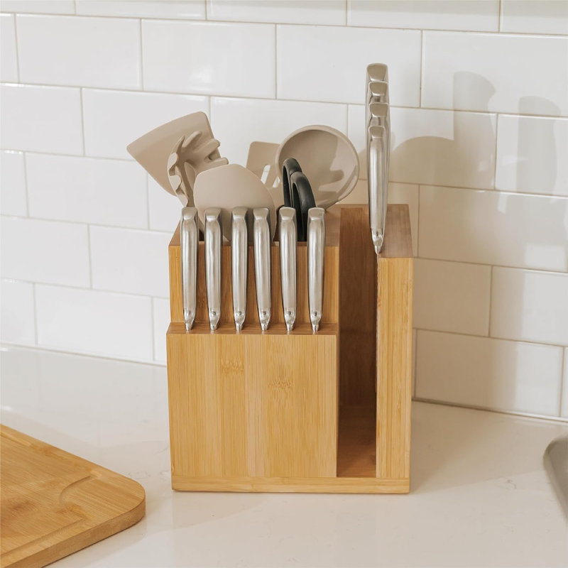 Magnetic Knife Block ,Utensil Holder, Bamboo