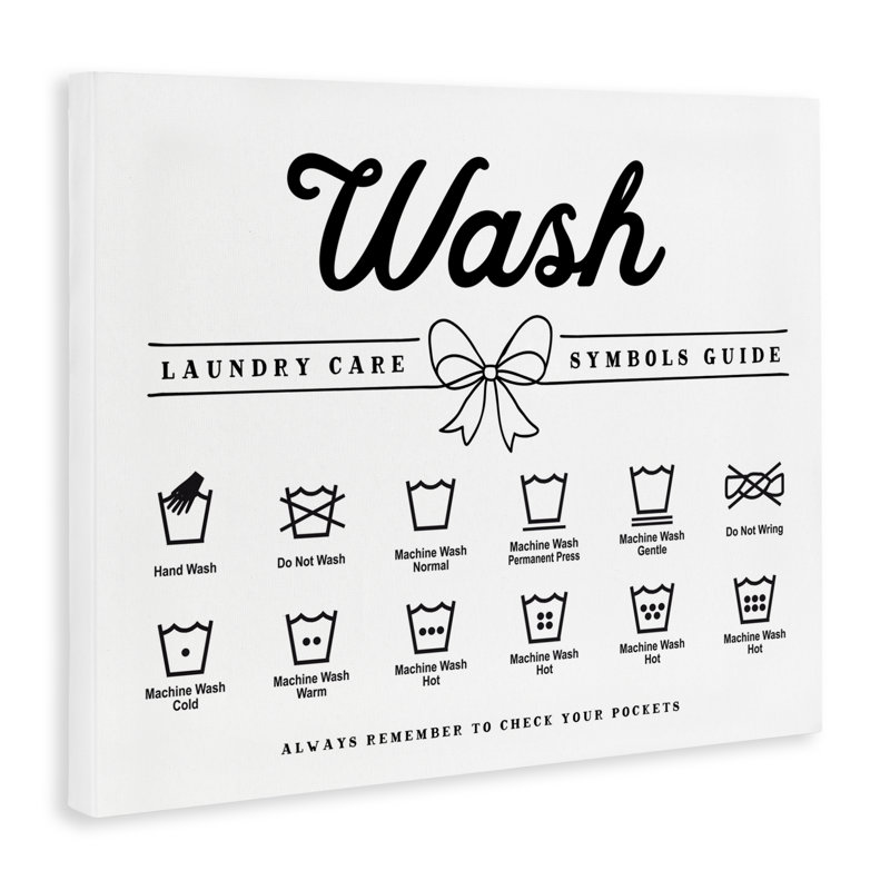 Toile décorative Bow Wash Wash Care, design par lettré et doublé, H 36 po x l 48 po