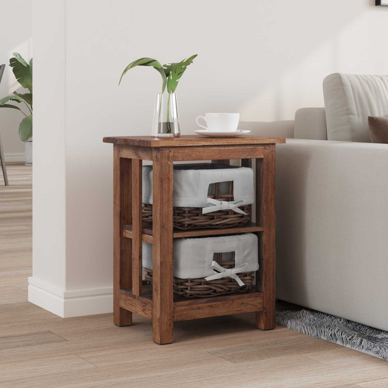 38cm W Solid Wood Bedside Table
