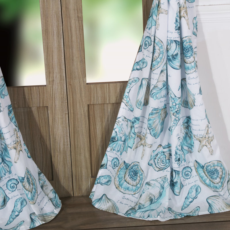 Cruz Semi Sheer Curtain Pair, Teal/White