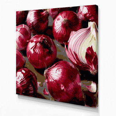 Légumes, oignon, rouge, art mural sur toile