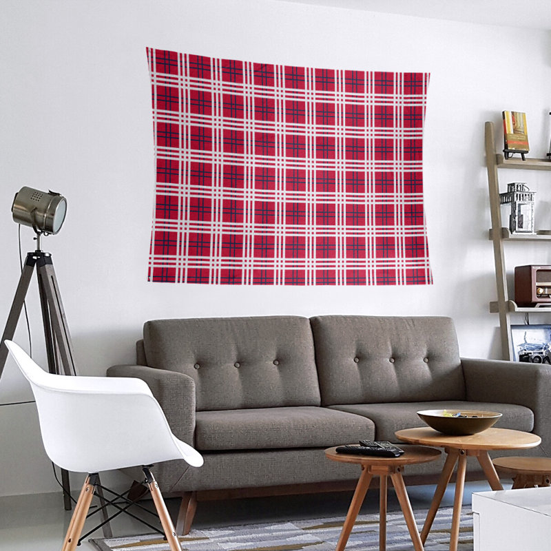 Tapisserie de luxe en microfibre New England, Rouge / bleu / blanc, H 88 po x l 104 po