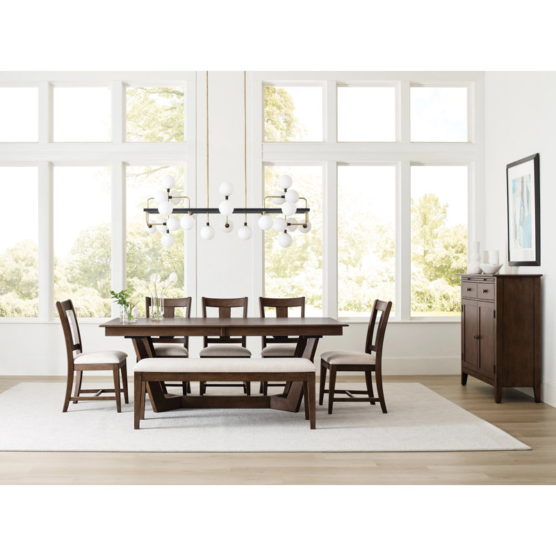 UPHOLSTERED DINING BENCH, LATTE, Dark Brown
