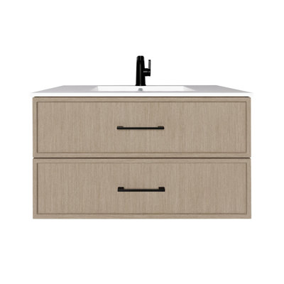 Cassidy 36" Single Wall Mounted Bathroom Vanity with Cultured Marble Top and Integrated Sink